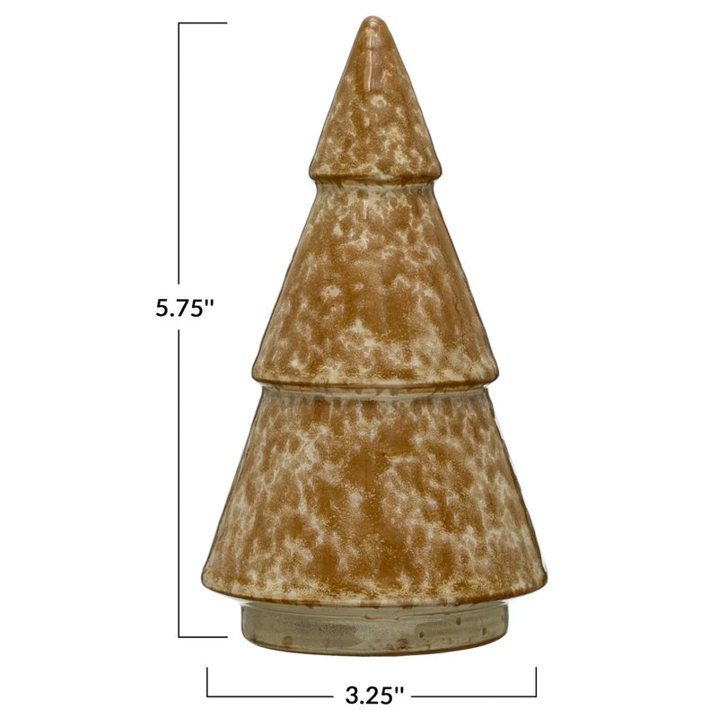6-inch tall stoneware vintage inspired tree with unique glazing. 
