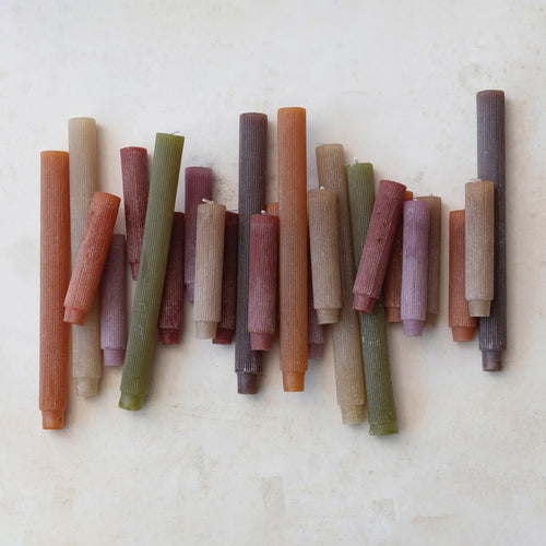 5" Unscented Pleated Taper Candles in Box - Purple