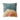Square cotton blend tufted pillow with abstract design. 