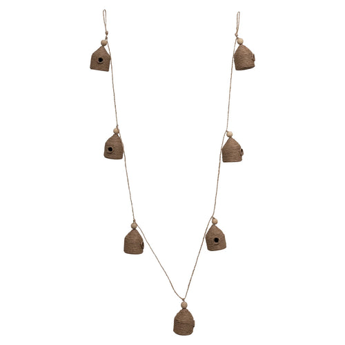 Natural beehive garland on jute string accented with wooden beads. 