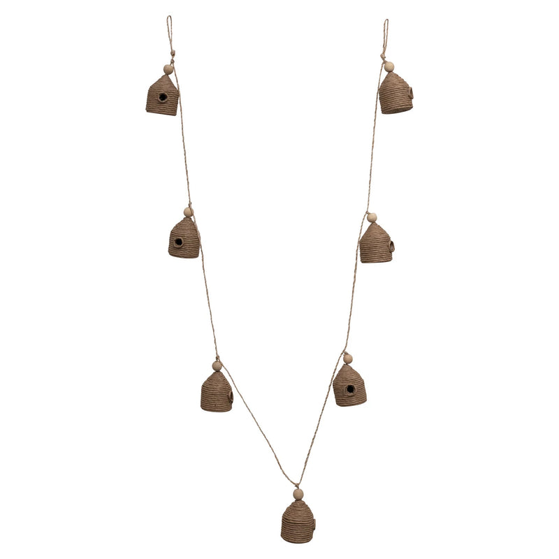 Natural beehive garland on jute string accented with wooden beads. 