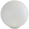 Frosted white colored round glass globe with LED light.