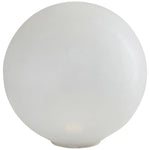 Frosted white colored round glass globe with LED light.