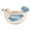 Stoneware Bird Dish with blue and white striped detailing.