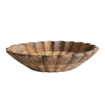 Mango wood scalloped bowl with a nautral finish.