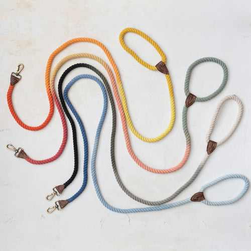 Rope dog leash in four ombre colours. 