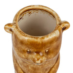 Inside view of the stoneware bear vase with reactive crackle glaze.