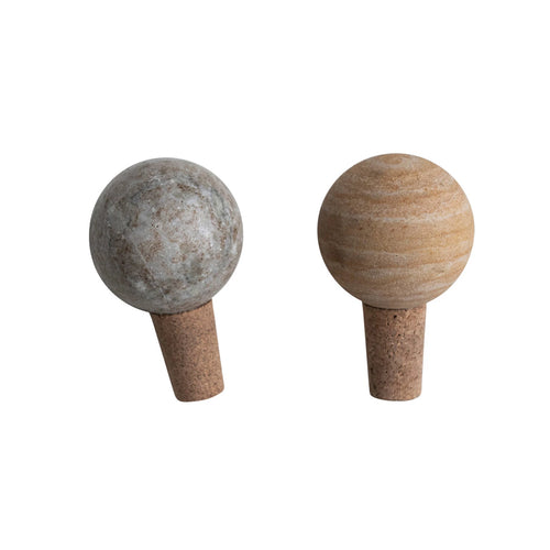 Marble and Cork Bottle Stopper.