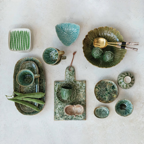 Various stoneware with mesmerizing crackle glazes.