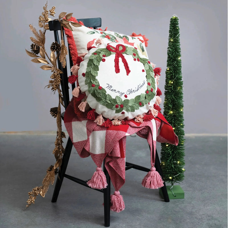 18" Cotton Printed Pillow, Merry Christmas
