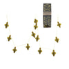 Recycled handmade paper garland with finials and gold glitter details. 