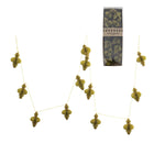 Recycled handmade paper garland with finials and gold glitter details. 