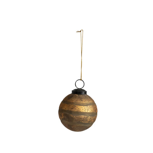3-inch mercury glass ornament with antique gold finish.