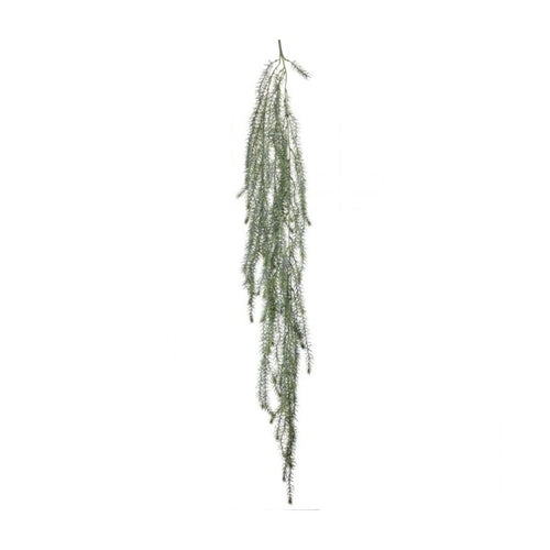 Artificial hanging springeri fern in the color sage green.