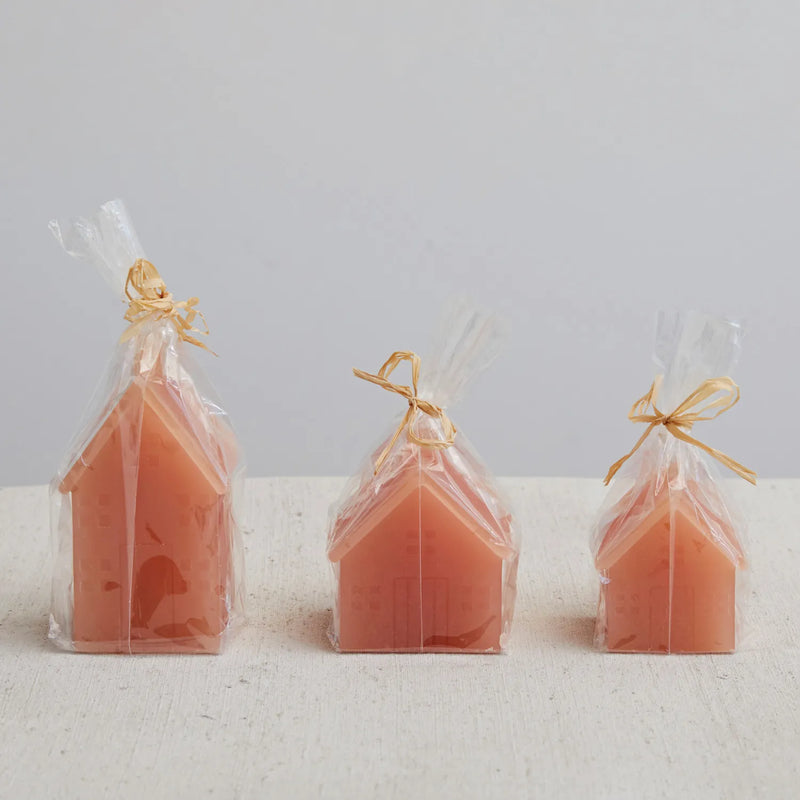 Candle houses wrapped and ready for gifting. 