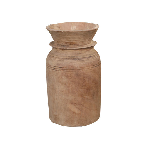 Rustic Wood Vase Carved