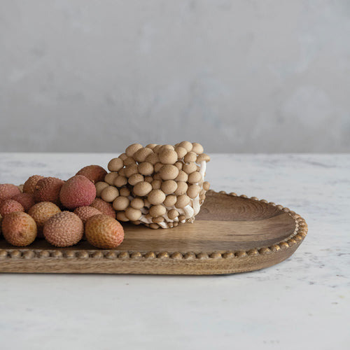 Mango Wood Tray with Wood Beads