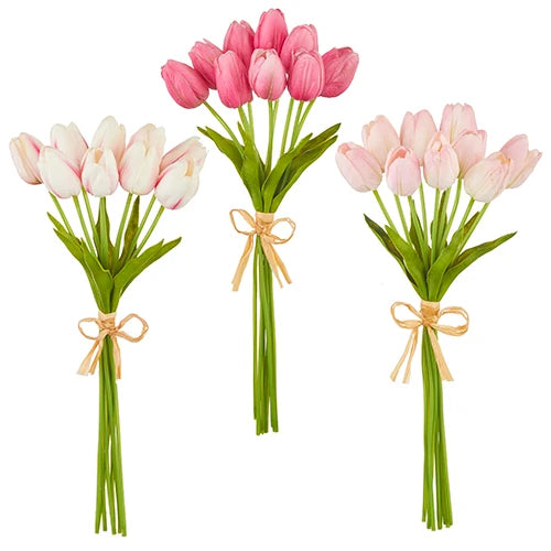 Pale pink natural touch tulip bunches. 