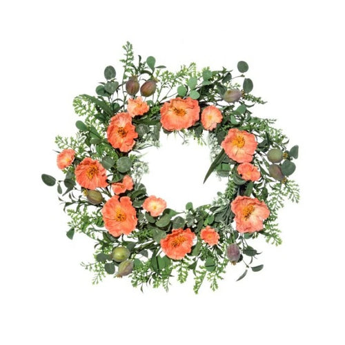 Poppy and poppy pod wreath.