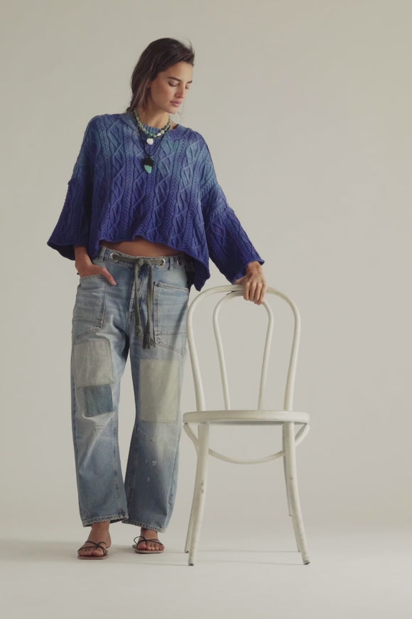 We the Free Moxie Pull-On Barrel Jeans  in colourway Truest Blue