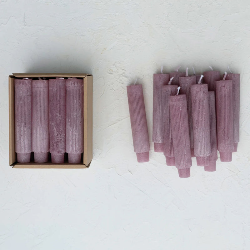 5" Unscented Pleated Taper Candles - Purple