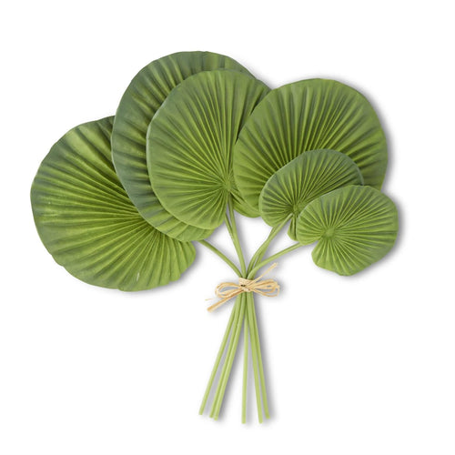 16" Inch Real Touch Heart Shape Fan Palm in green bundled together. 
