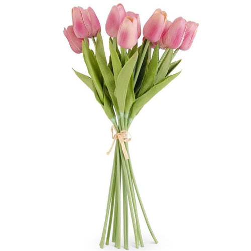 A bundle of real touch miniature tulips in the colour mauve. 