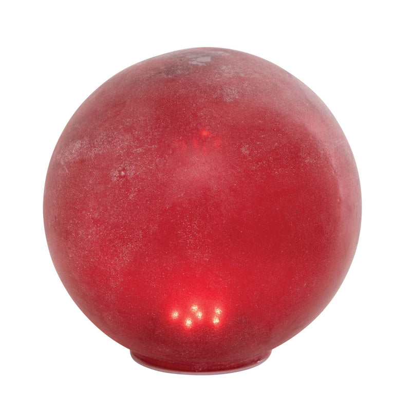 Red colored round glass globe with LED light.