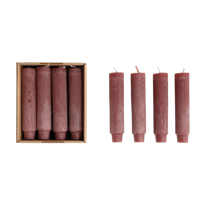 5" Unscented Pleated Taper Candles - Red