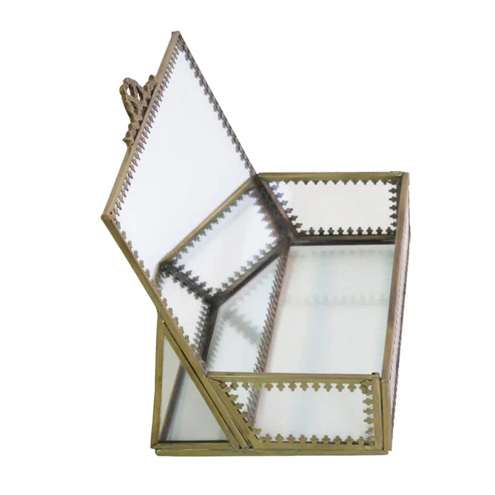 Side view of Victorian Glass Tray with Mirror. 