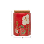 Hand Painted Stoneware Canister with Wax Relief Flowers