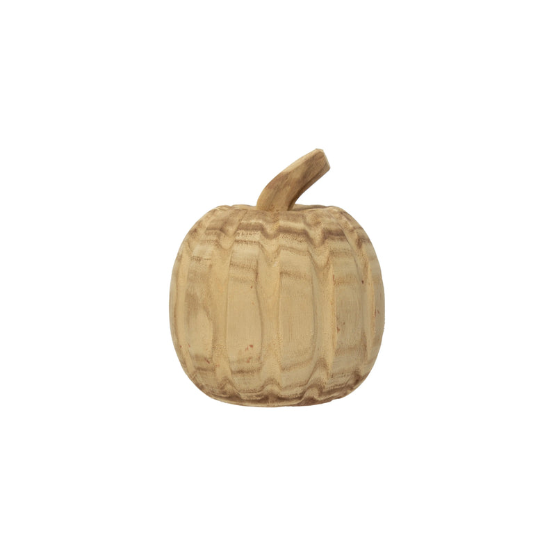 Creative Coop Hand-Carved Paulownia Wood Pumpkin CF3621