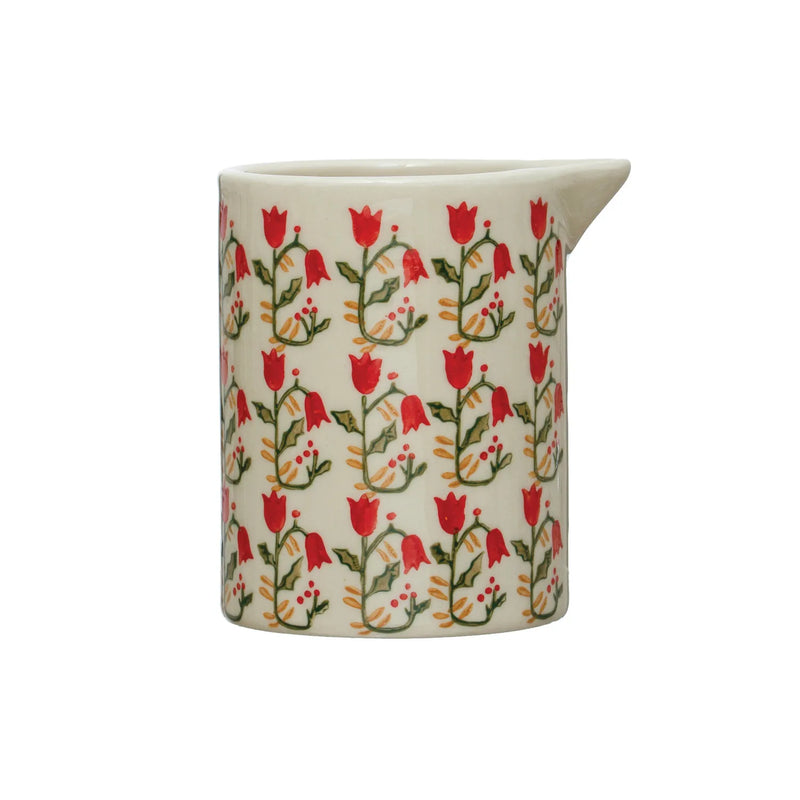 Hand painted wax relief flower creamer.