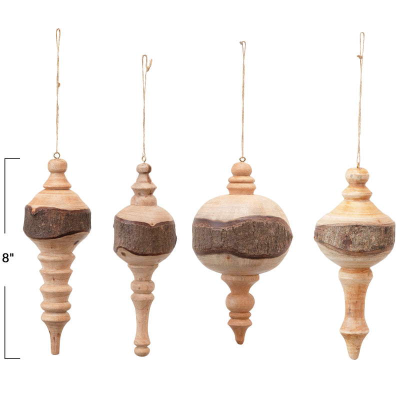Hand carved mahogany wood finial ornament. 