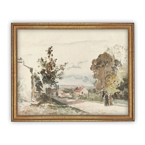 Framed canvas art print of a farmhouse in the French countryside. 