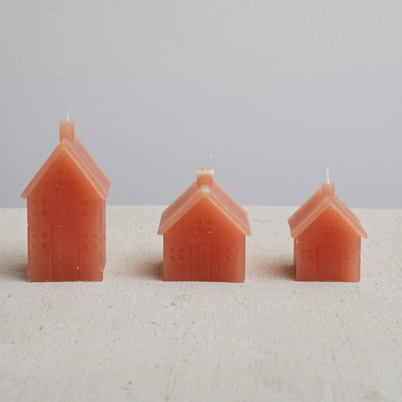 Candle Houses in 3 sizes, Hazelnut colour. 