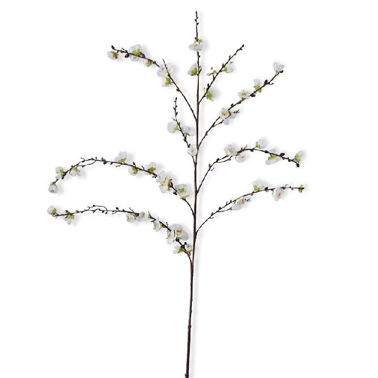 50 inch long artificial white cherry blossom stem.