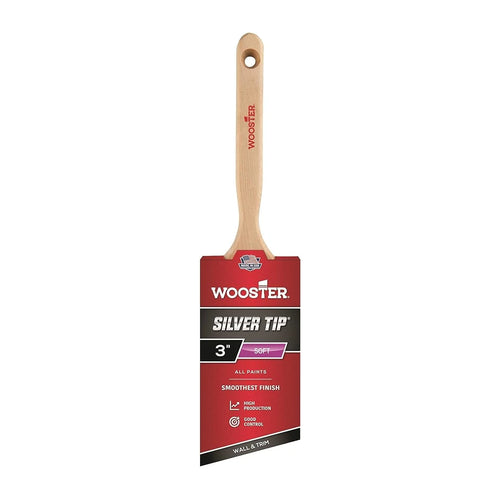 Wooster silver tip angled brush in the size 3in..