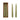Two tall green candles shaped like evergreen trees, one in a cardboard box on a white background.