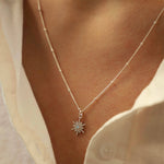 18" Opal Starburst Necklace - Silver