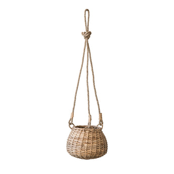 Hand Woven Basket with Jute Rope Hanger