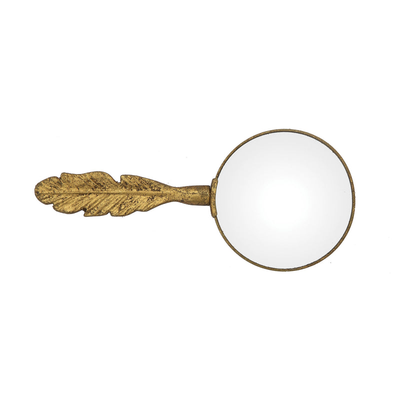 Pewter Magnifying Glass with Feather Handle - Gold