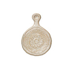 Embossed Stoneware Trivet with Handle - Cream