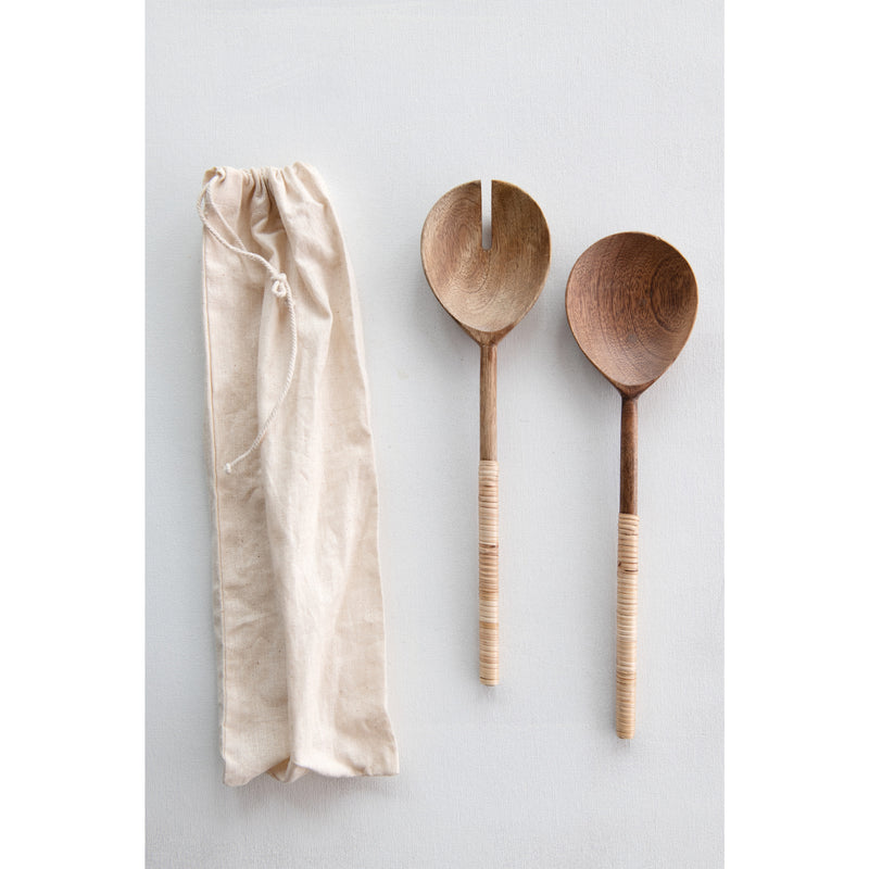 Salad Servers with Wrapped Handles