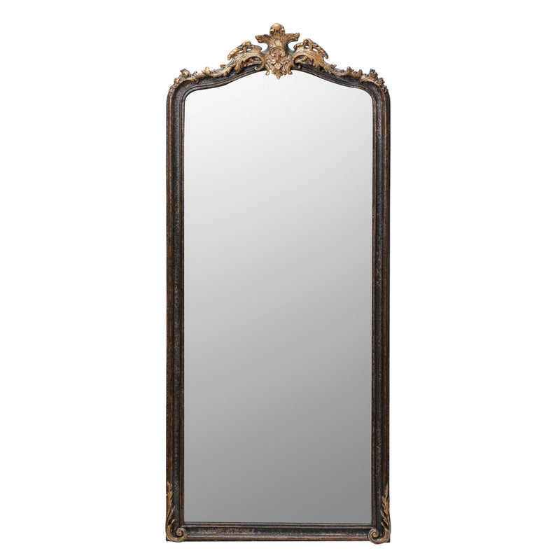 Distressed Framed Wall Mirror - Black