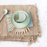 Woven Cotton and Jute Placemat with Tassels