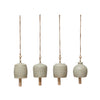 Stoneware Bell with Wood Beads - Cream