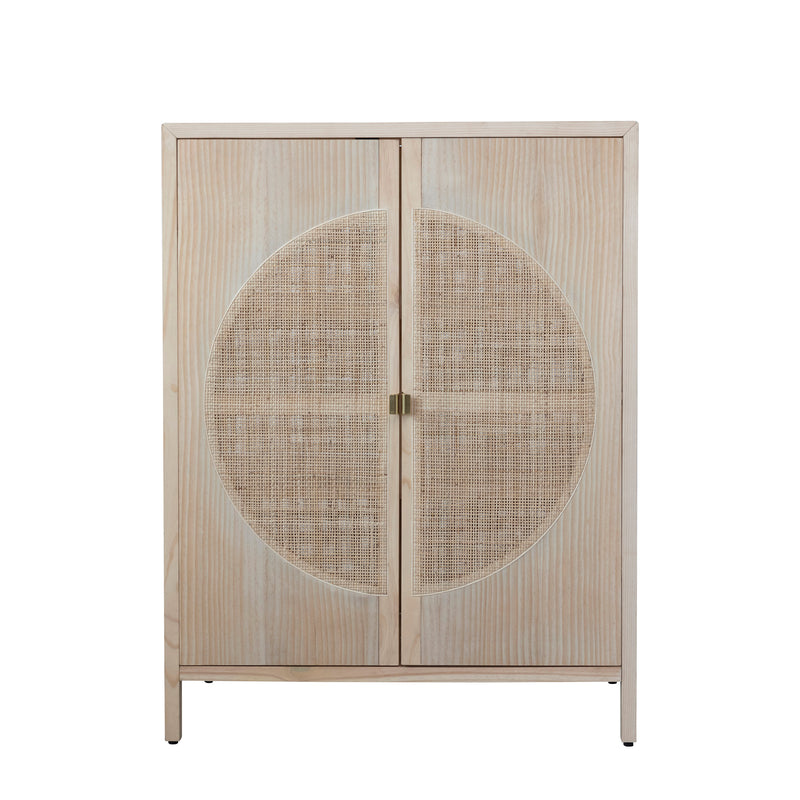 Pine Wood Cabinet with Caning
