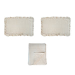 Woven Cotton Jacquard Queen Bed Cover with 2 Ruffled Standard Shams