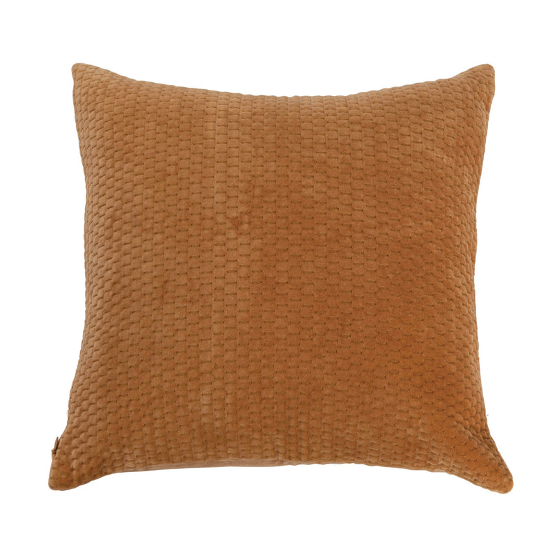 Quilted Cotton Velvet Pillow - Caramel